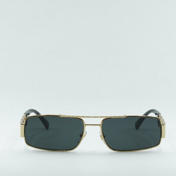 Versace VE2257 100287 Sunglasses Gold Rectangle Frame, Dark Grey Lenses main image 9